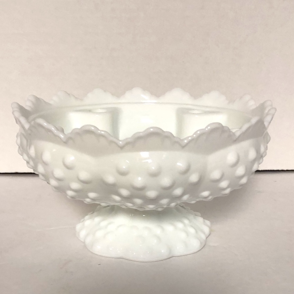 Fenton Hobnail Milk Glass Round Candle Holder